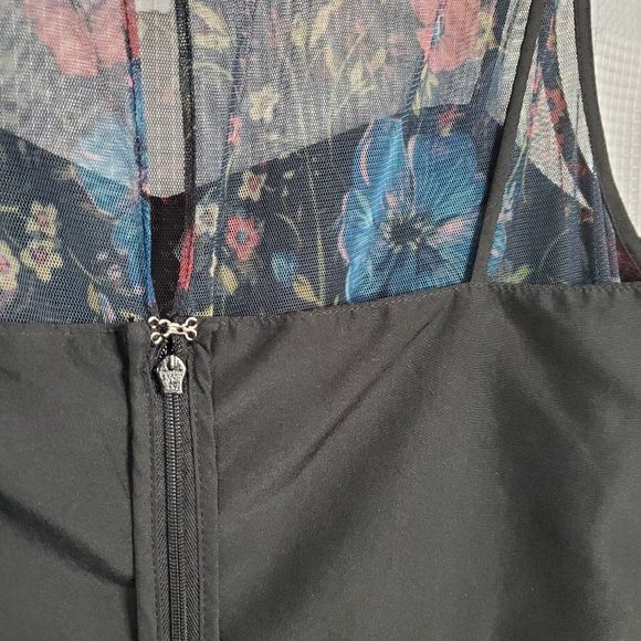 Lauren Conrad x Disney Size 10 Dress Tulle Overlay Fit Flare Midi Hi Lo Floral - Picture 9 of 15